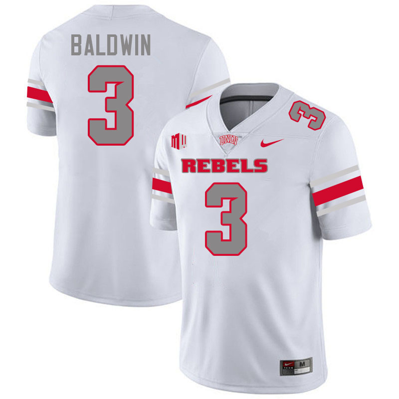 UNLV Rebels #3 Johnathan Baldwin Jersey Football College Uniforms,Apparels-White